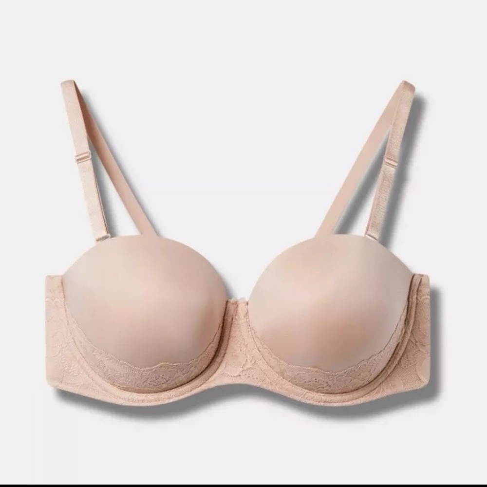 NWT Torrid Bombshell Everyday Strapless Push Up Lace Bra 42DD Beige Nude 42 DD
